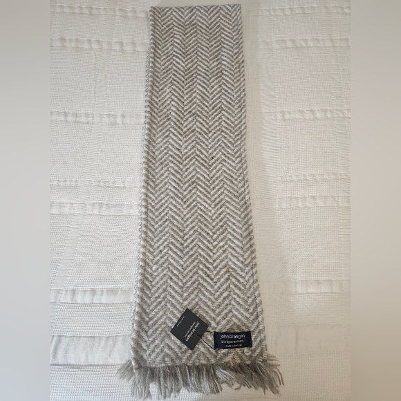 John Branigan Weavers Herringbone wool Scarf Gray NWT - Picture 6 of 6